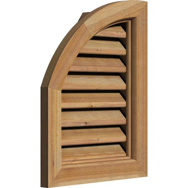 Quarter Round Top Left Functional Western Red Cedar Gable Vent W/Brick Mould Face Frame, 15W X 32H